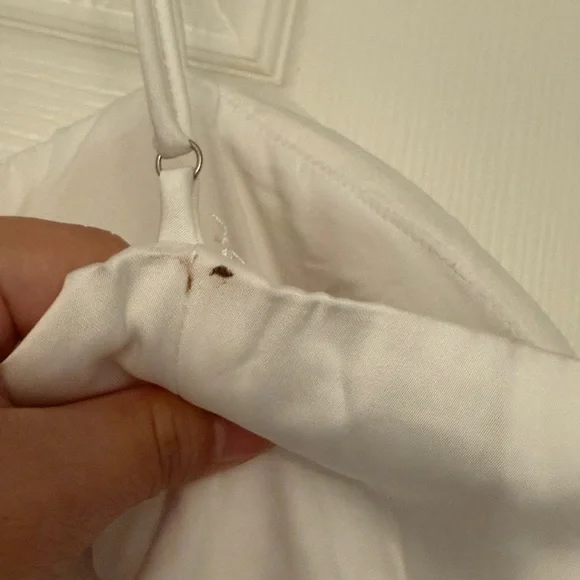 White satin midi dress with hem decoration - Picture 10 of 12